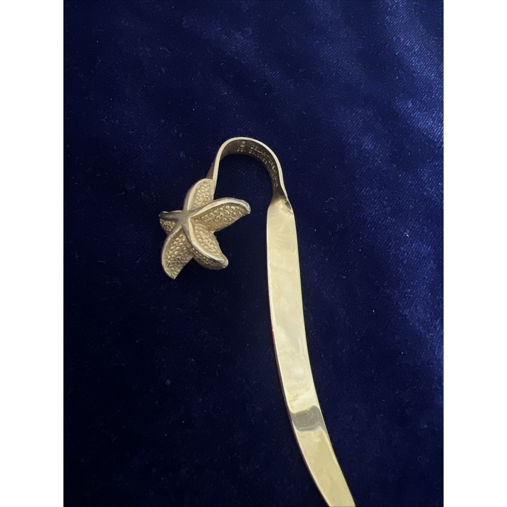 1981 DELART Barlow Scrimshaw Starfish Motif Brass Bookmark 3"